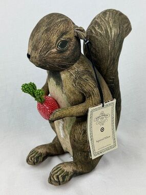 NEW John Derian Plush & Beaded Squirrel Pillow Limited Edition 12"x8" New w Tags
